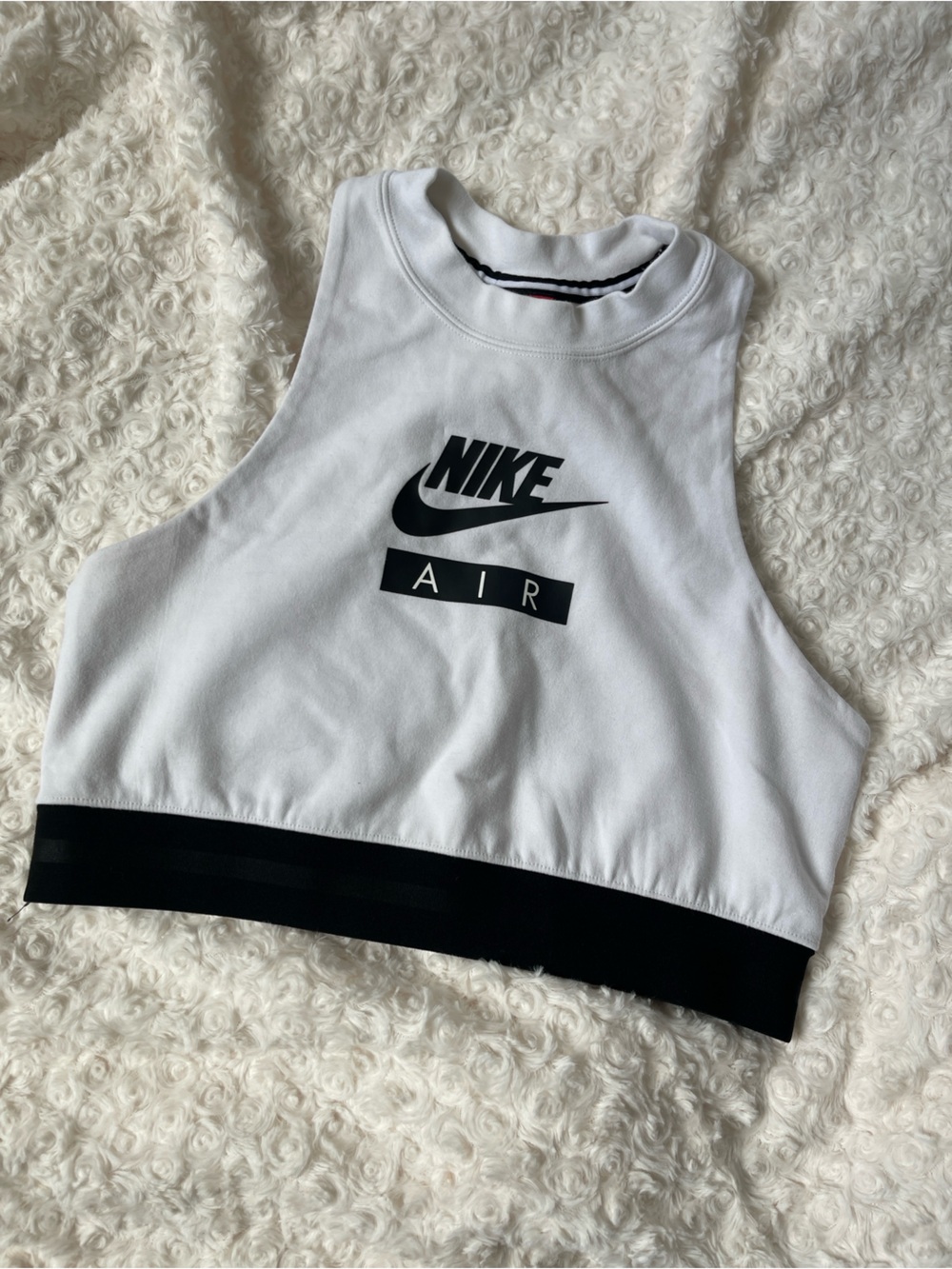 Nike White and Black Air Crop Sports Bra